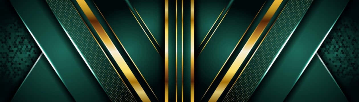 Elegant Green Gold Abstract Design Wallpaper