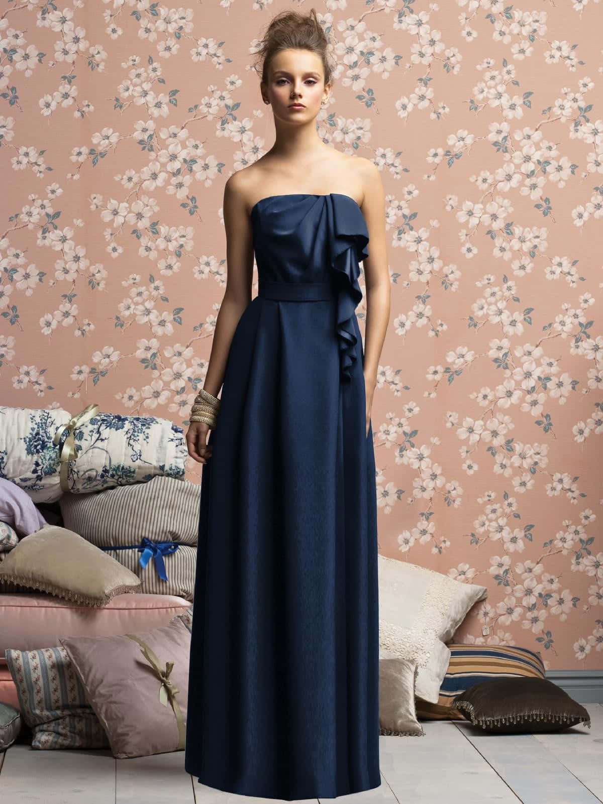 Elegant Navy Blue Dress On Display Wallpaper