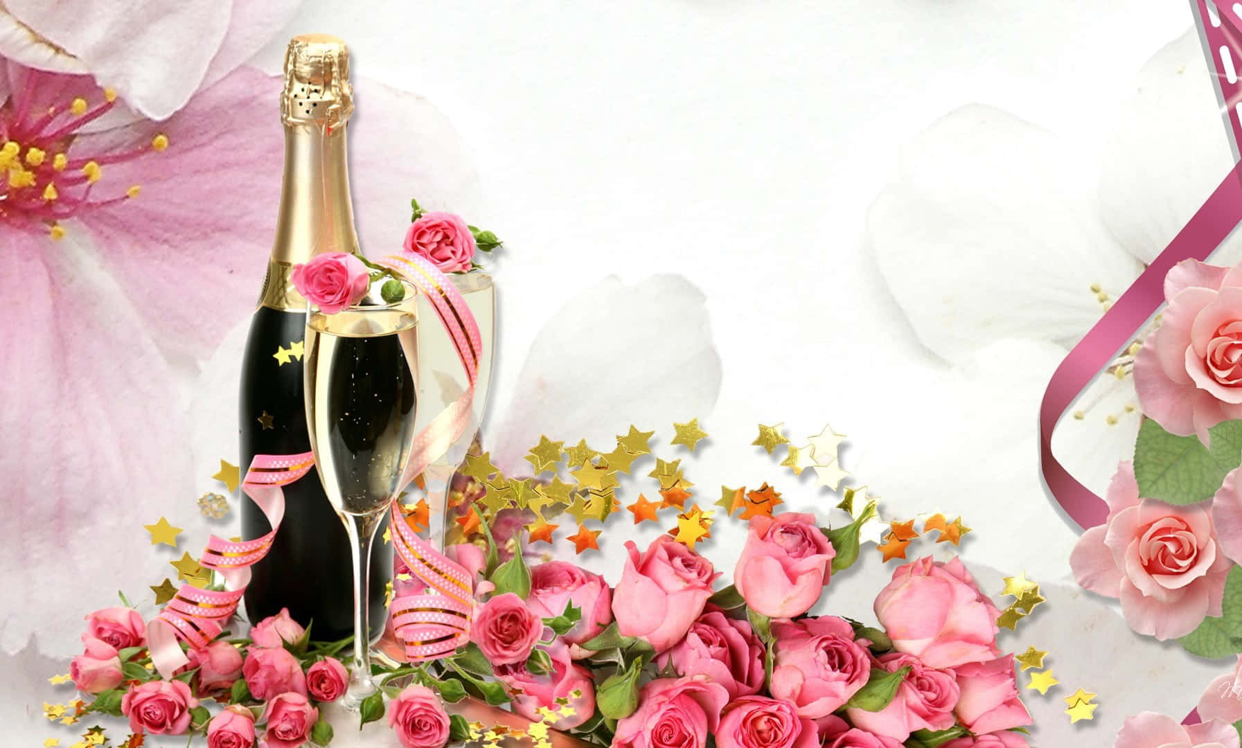 Elegant Pink Champagne Celebration Wallpaper