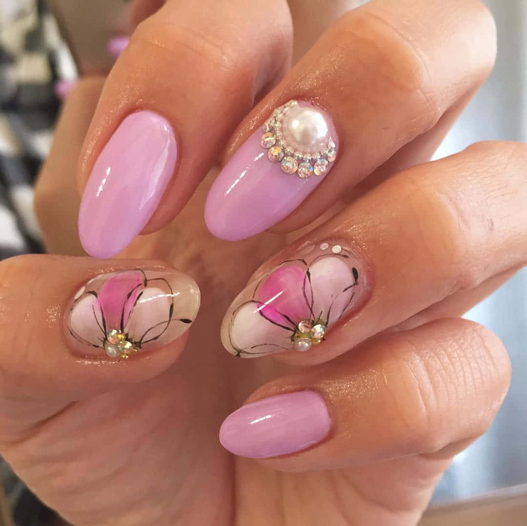 Elegant Pink Nail Art Design Wallpaper