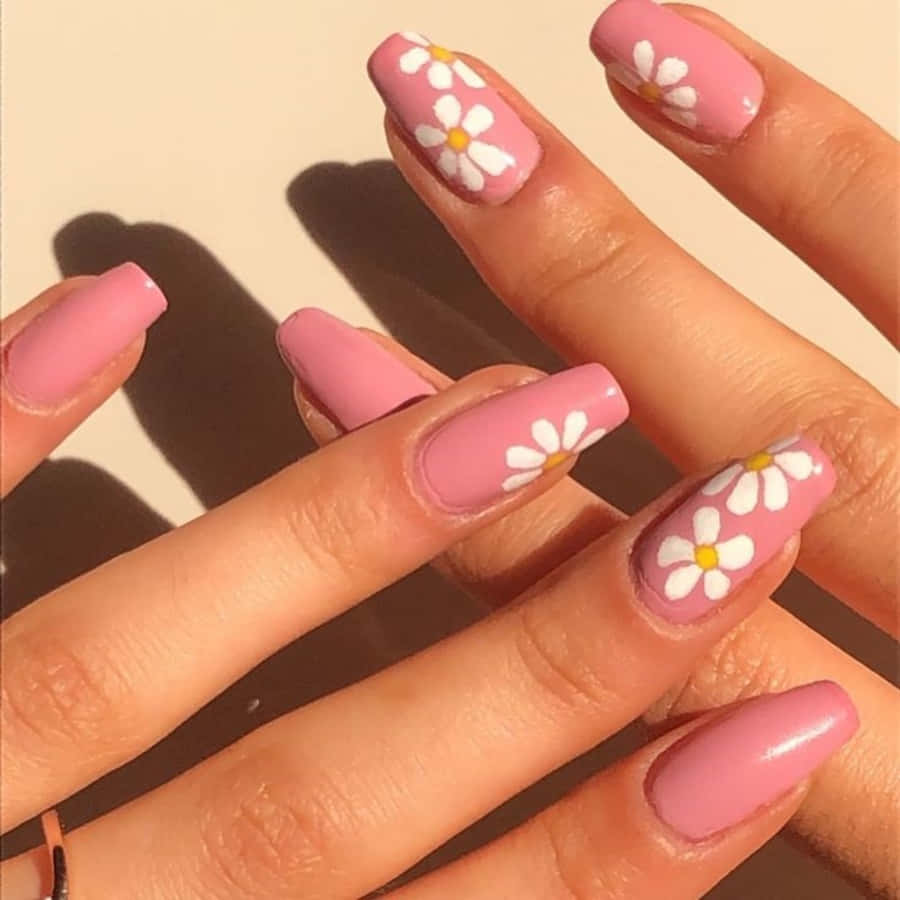 Elegant Pink Nail Art Design Wallpaper