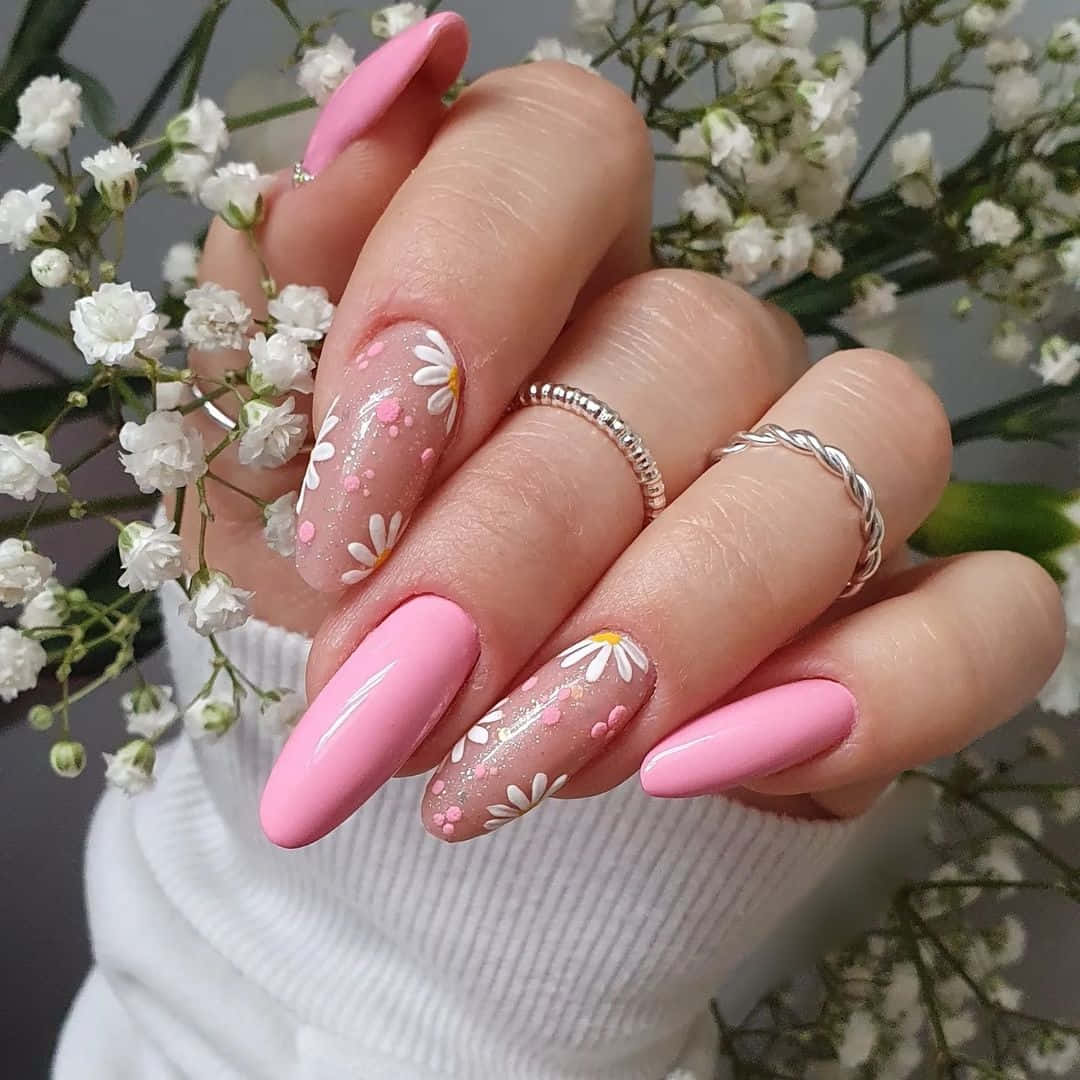 Elegant Pink Nail Art Design Wallpaper