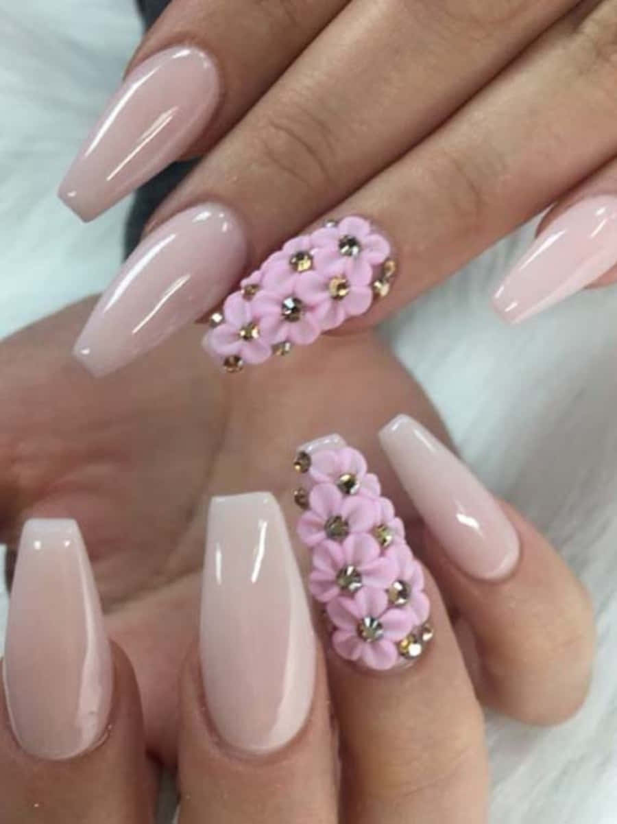 Elegant Pink Nail Art Design Wallpaper