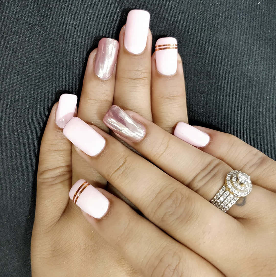 Elegant Pink Nail Art Design Wallpaper