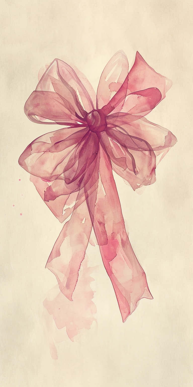 Elegant Pink Ribbon Watercolor Wallpaper