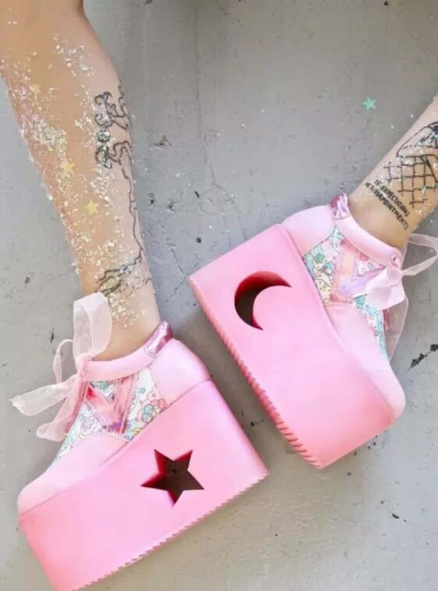 Elegant Pink Shoes On Display Wallpaper