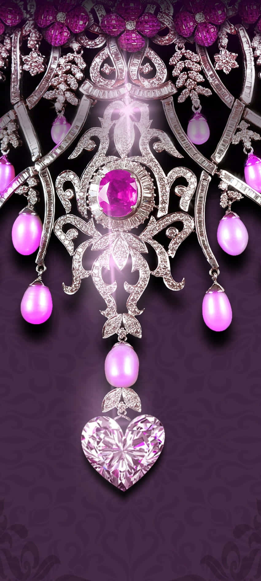 Elegant Purple Heart Pendant Jewelry Wallpaper