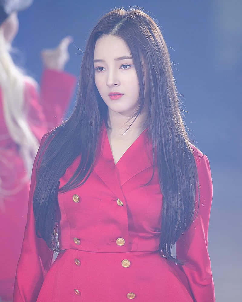 Elegant Red Dress Performance Wallpaper