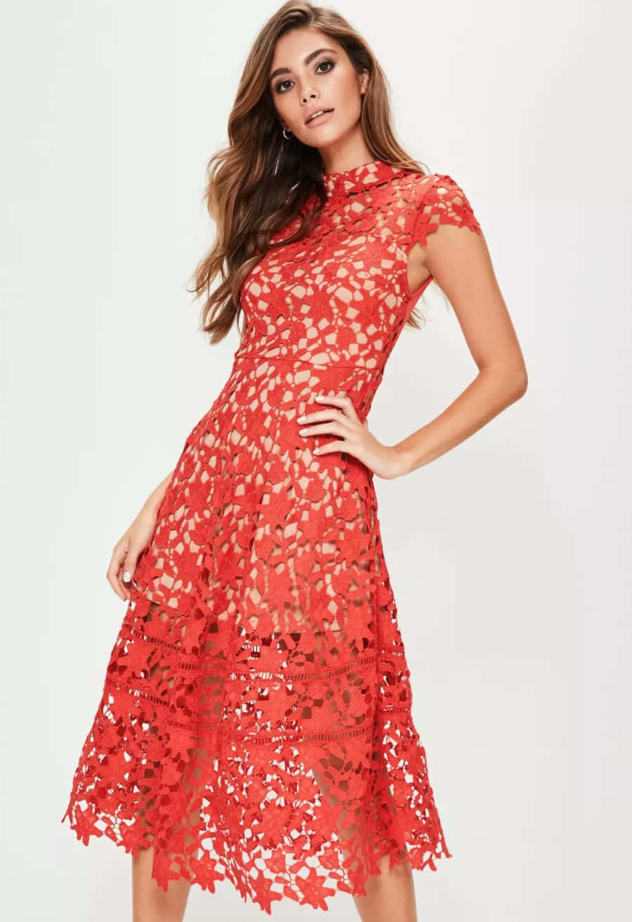 Elegant Red Lace Dress Wallpaper