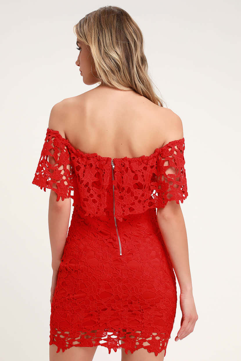 Elegant Red Lace Dress Wallpaper