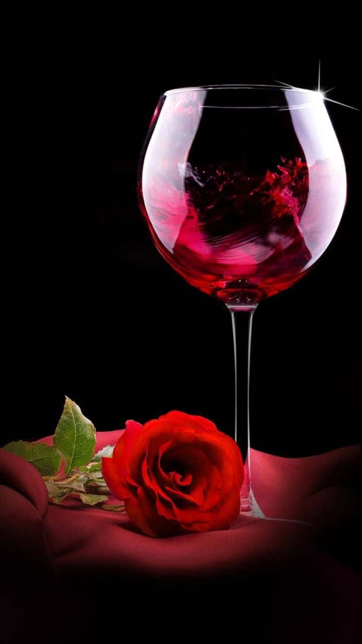 Elegant Red Wine Glass Wallpaper