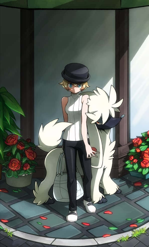 Elegant Trainerand Furfrou Wallpaper