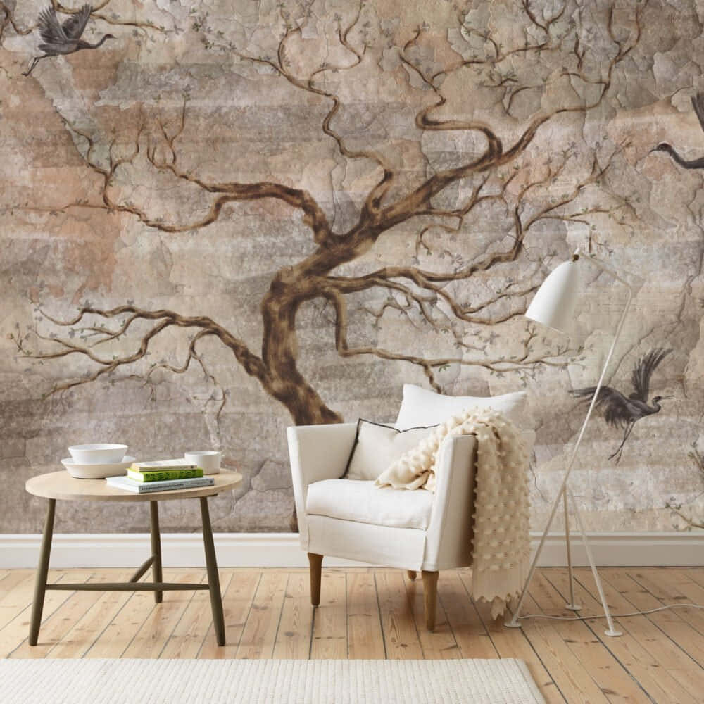 Elegant Tree Mural Living Room Decor Wallpaper