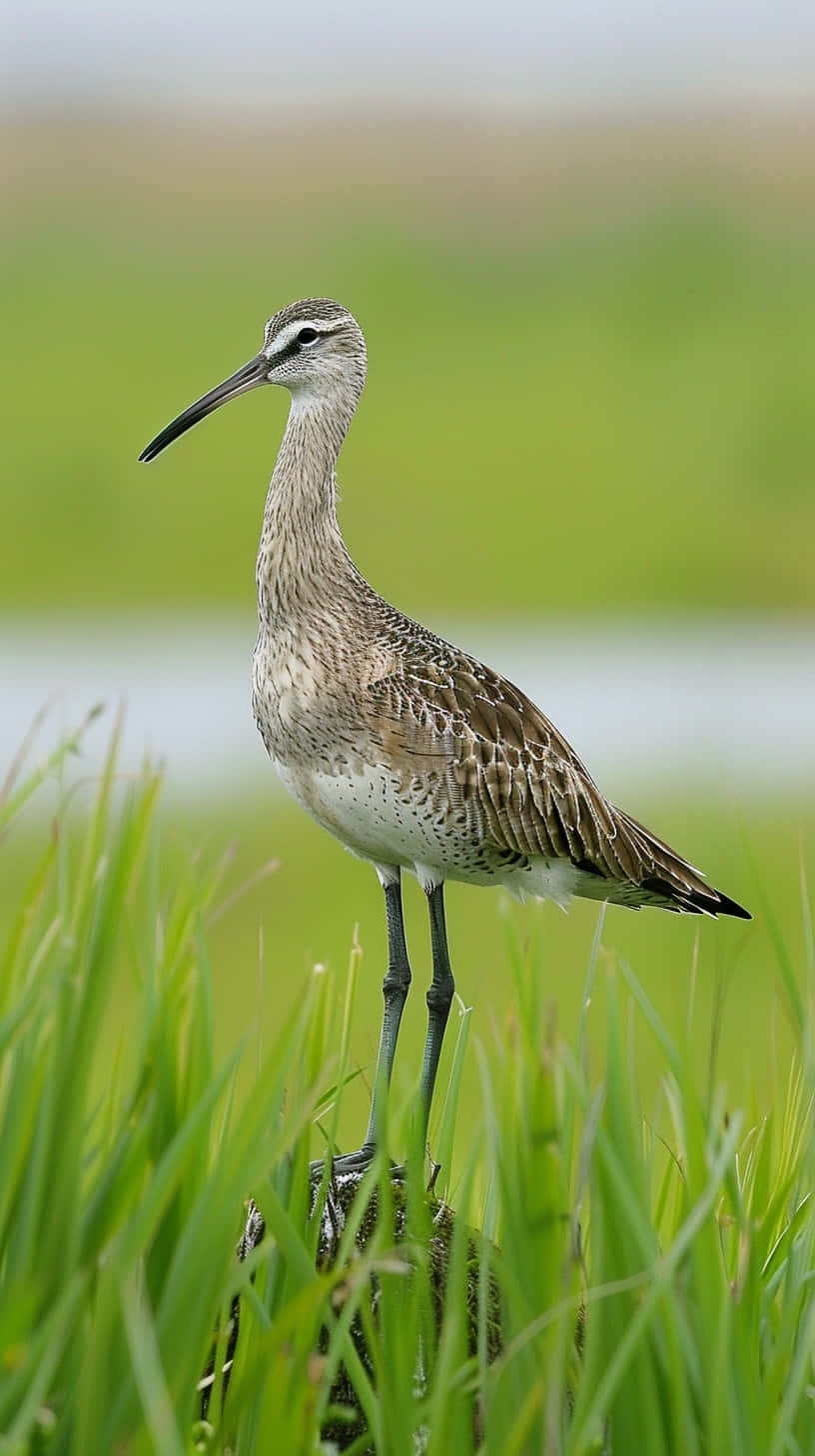 Elegant Whimbrelin Grassland Wallpaper