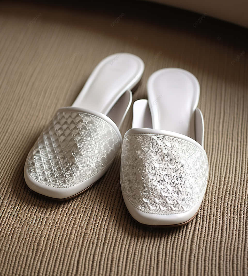 Elegant White Lace Slippers Wallpaper