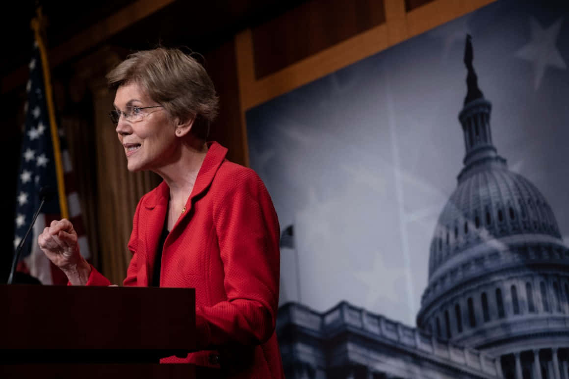 Elizabeth Warren Gesticulating During Speech Wallpaper