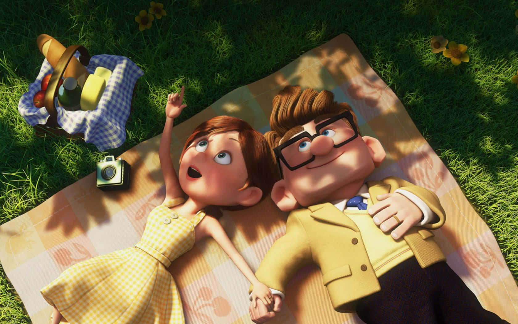 Ellie Laying Down With Carl In Up Movie Wallpaper