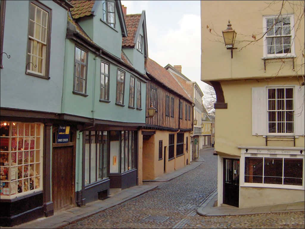 Elm Hill Historic Cobbled Street Norwich Wallpaper