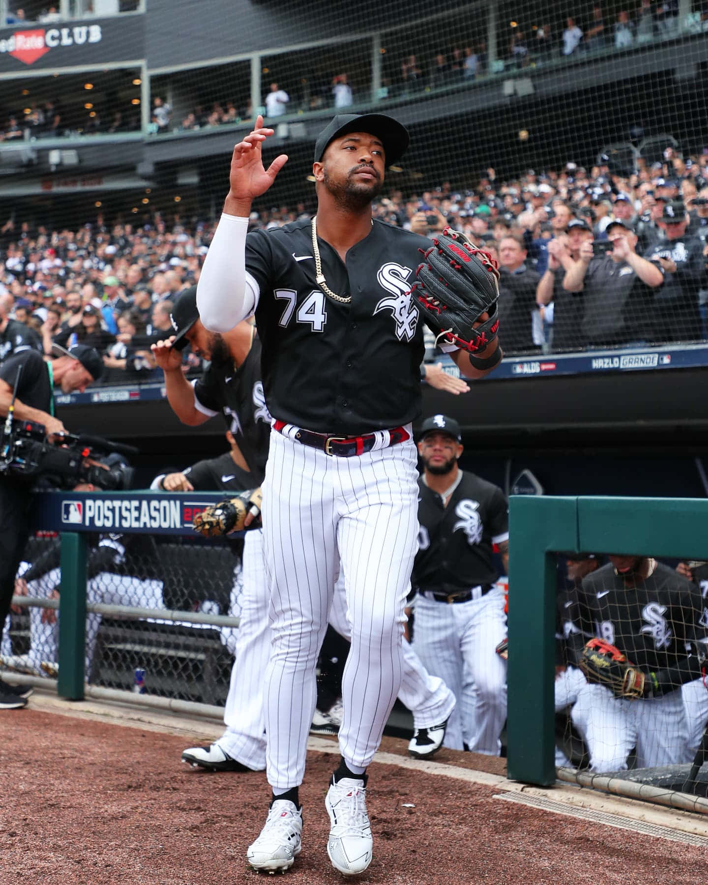 Eloy Jimenez Swinging During A Baseball Game Wallpaper