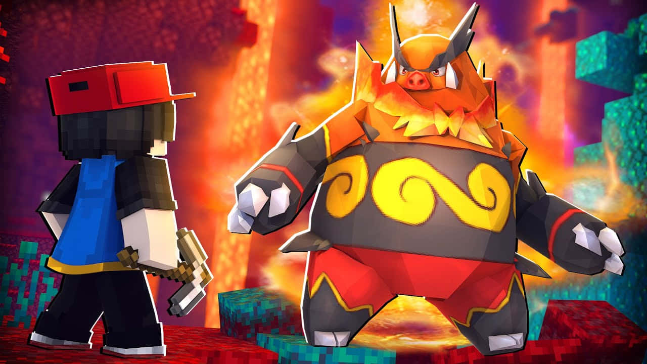 Emboar Fighting In The Lego Movie Wallpaper