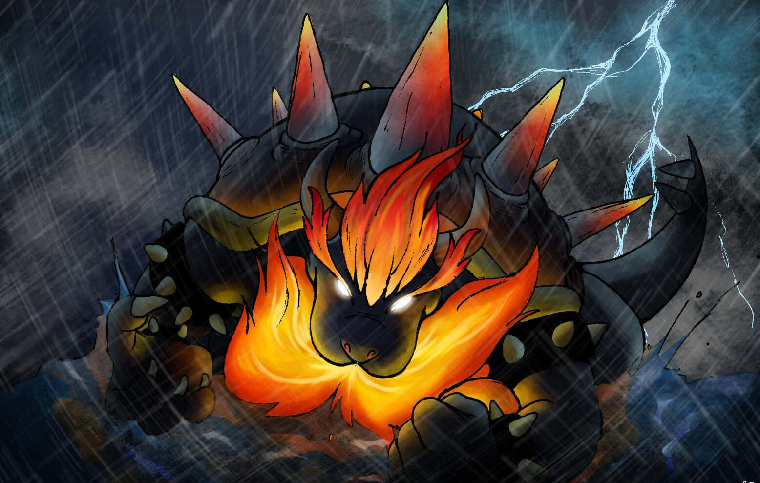 Emboar Under The Rain Wallpaper