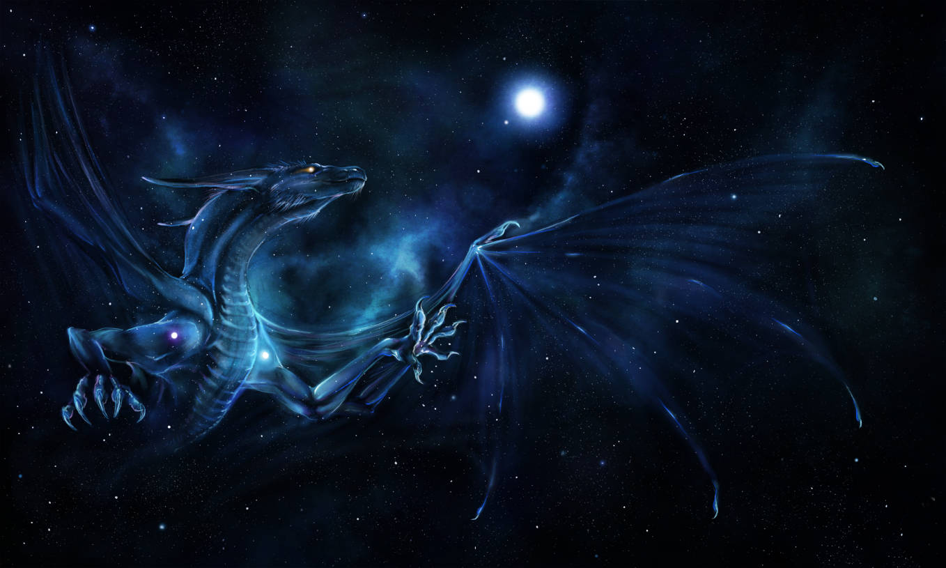 Embrace The Power Of The Galaxy Dragon Wallpaper