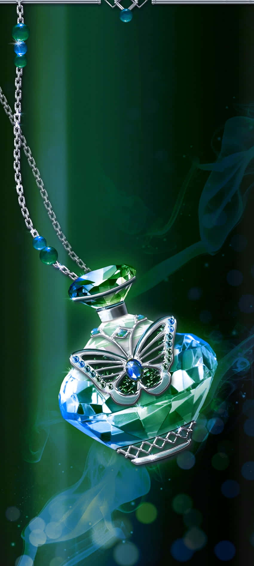 Emerald Butterfly Perfume Bottle Pendant Wallpaper