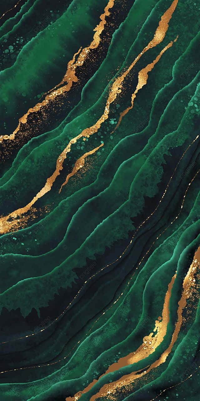 Emerald Gold Marble Pattern Wallpaper