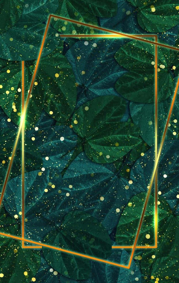 Emerald Leaves Golden Sparkles Background Wallpaper