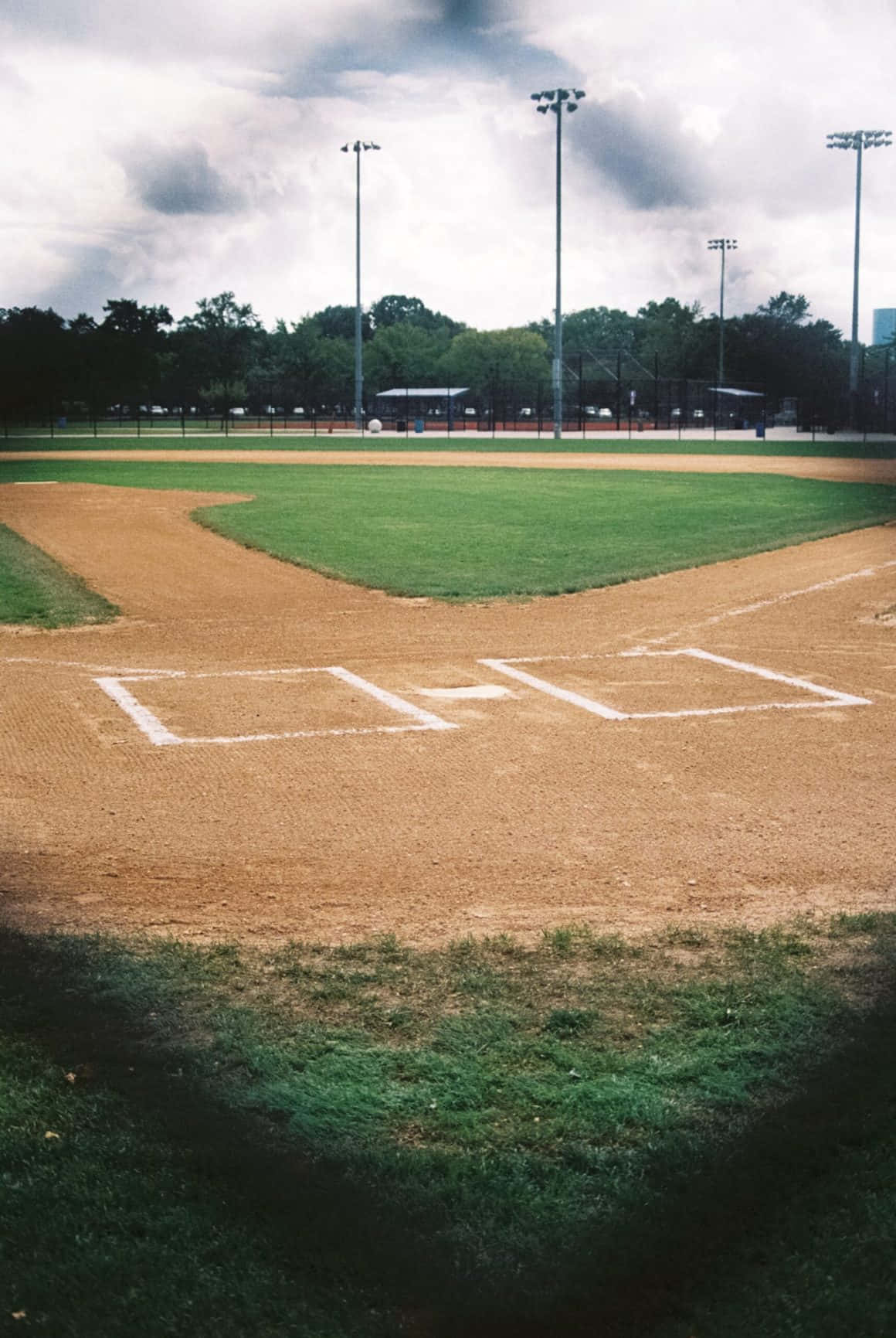 Empty Baseball Diamond Cloudy Sky Wallpaper