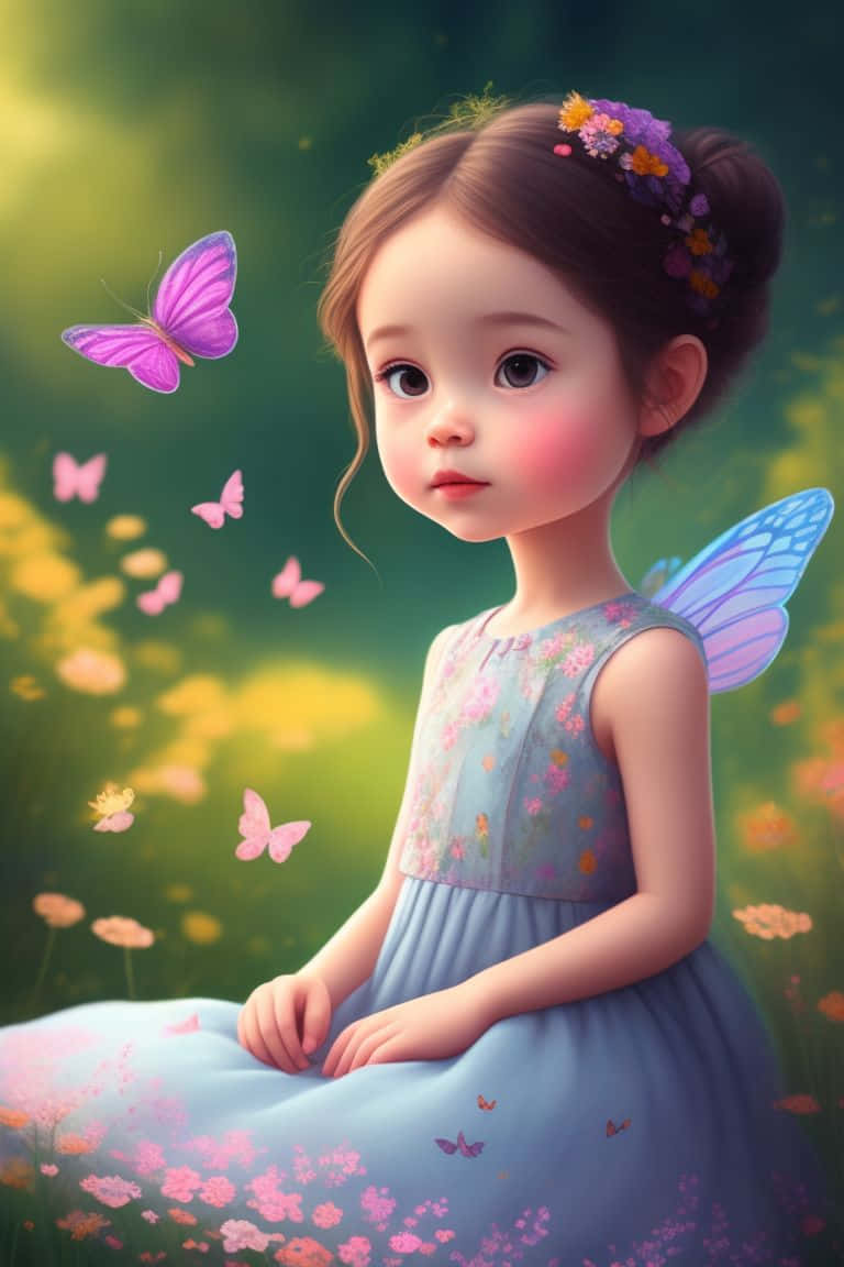 Enchanted Butterfly Girl Illustration Wallpaper