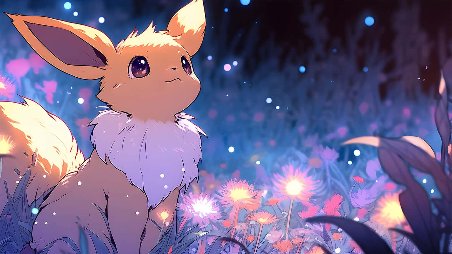 Enchanted_ Eevee_ Night_ Scene Wallpaper