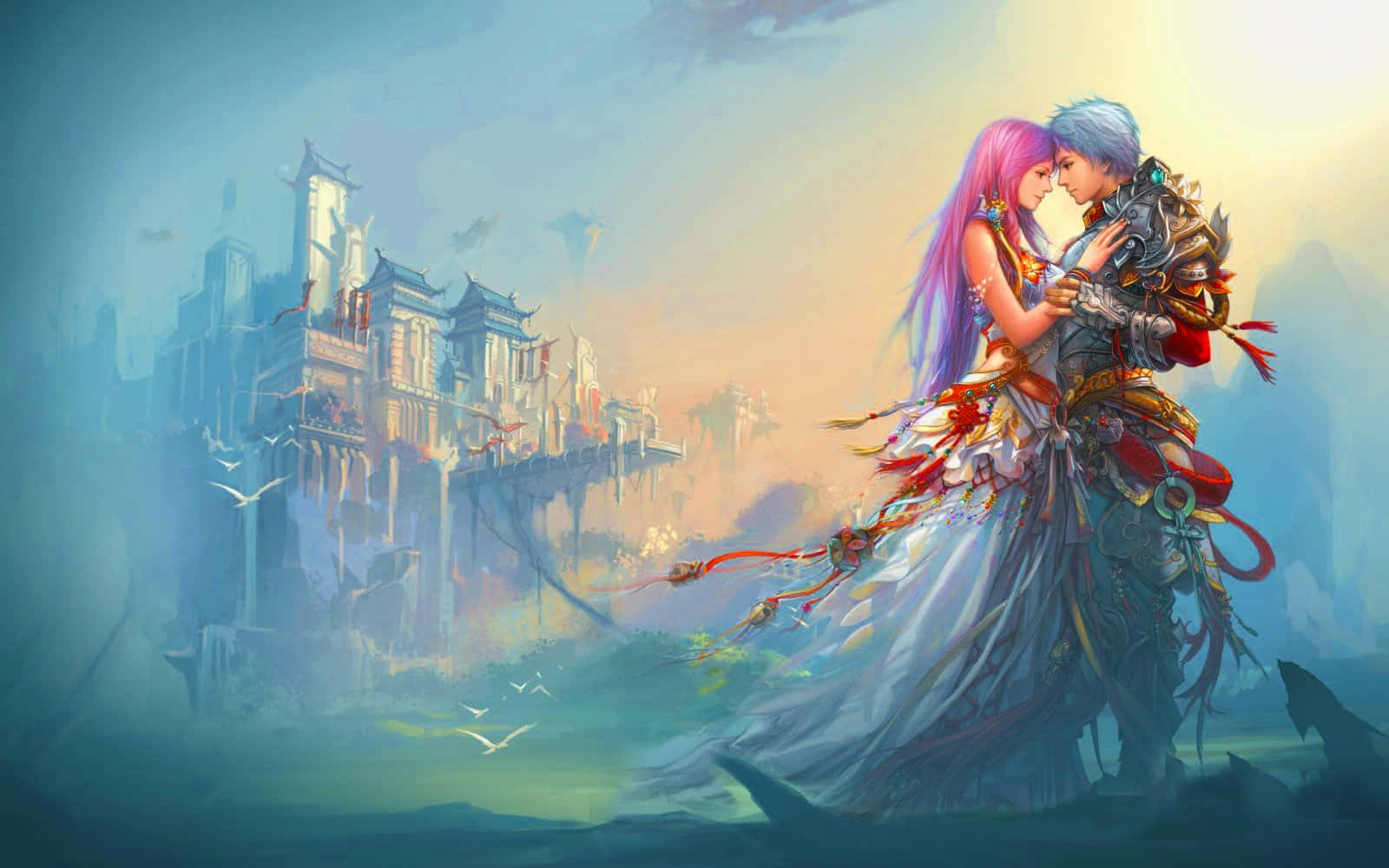 Enchanted_ Embbrace_ Fantasy_ Artwork Wallpaper