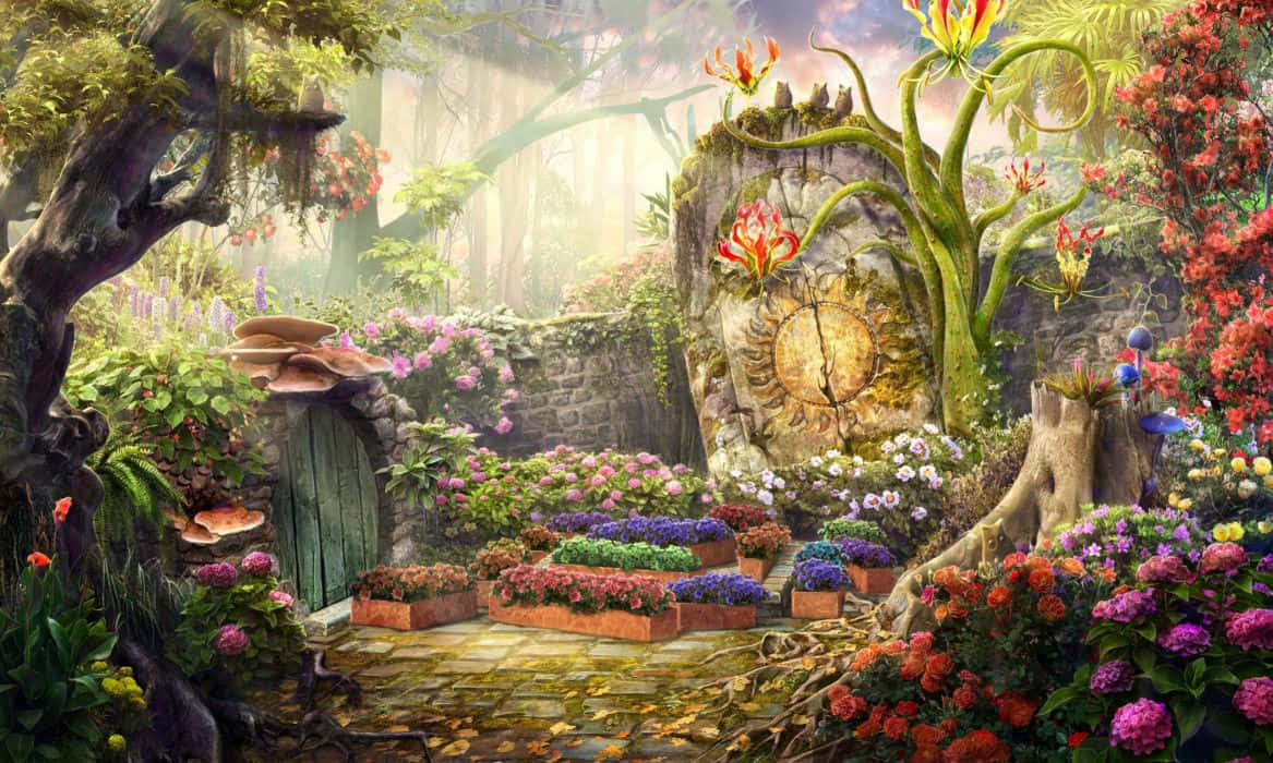 Enchanted_ Floral_ Garden_ Pathway Wallpaper