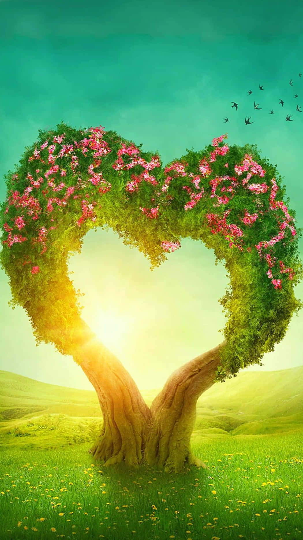 Enchanted_ Heart_ Tree_ Landscape Wallpaper