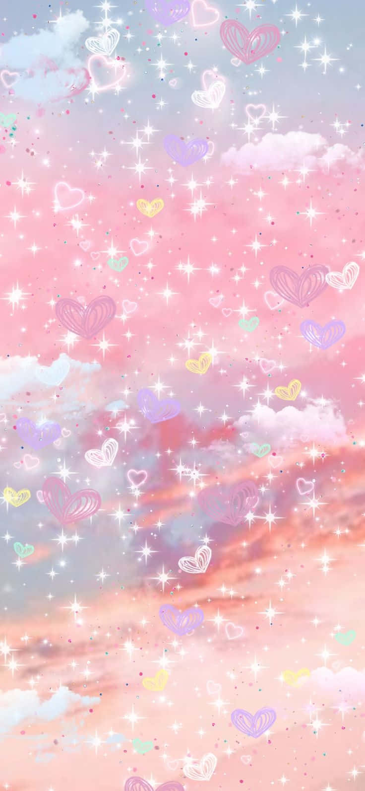 Enchanted_ Hearts_ Sky_ Background Wallpaper