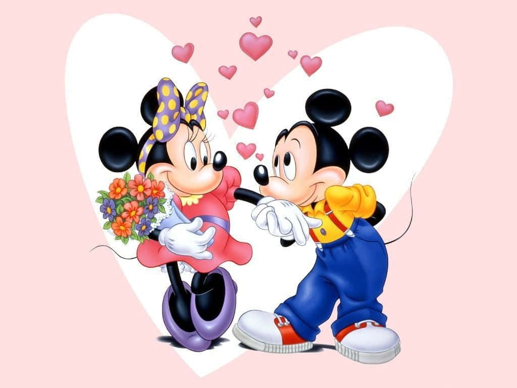 Enchanting Disney Valentine Characters In A Heartfelt Moment Wallpaper