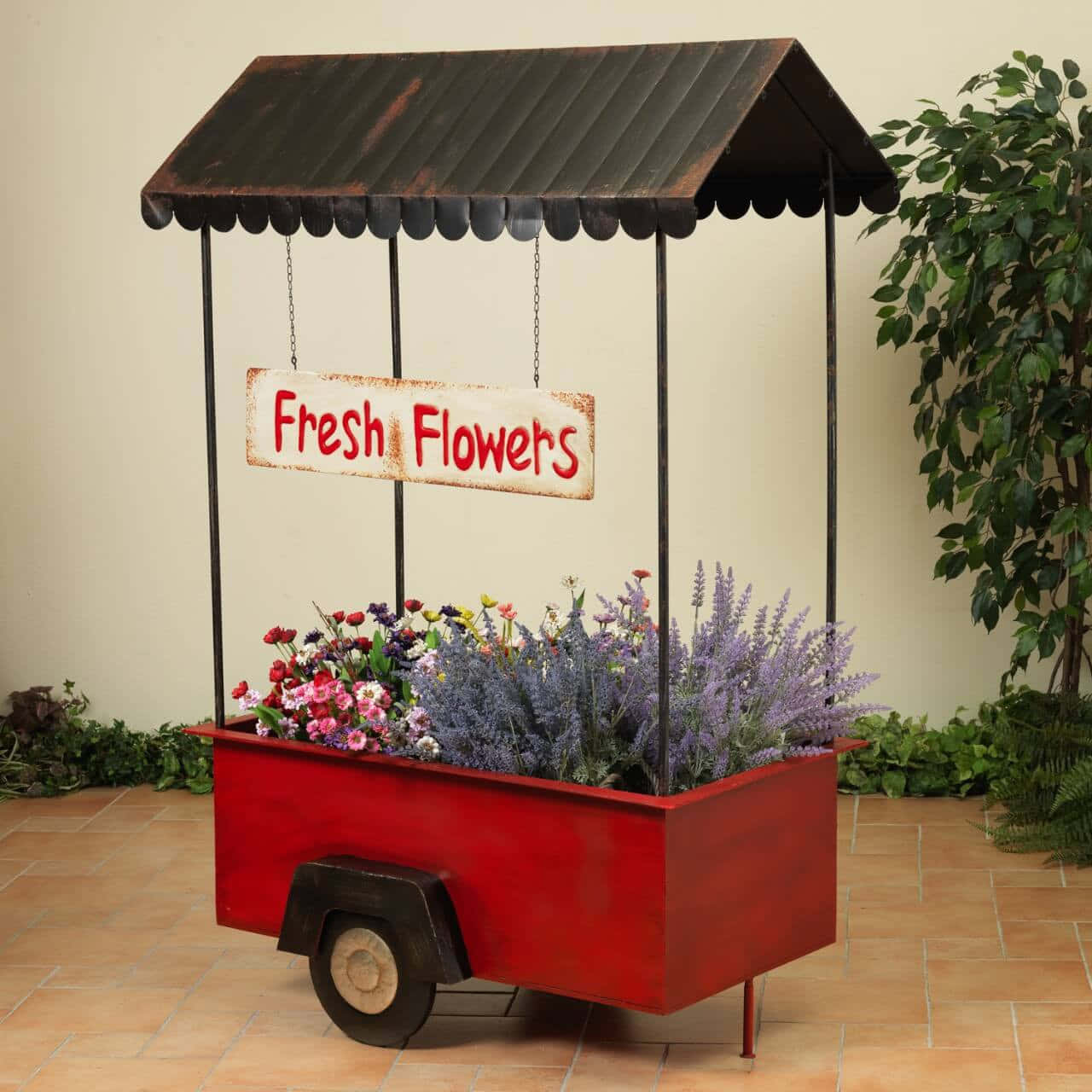 Enchanting Flower Cart Display Wallpaper