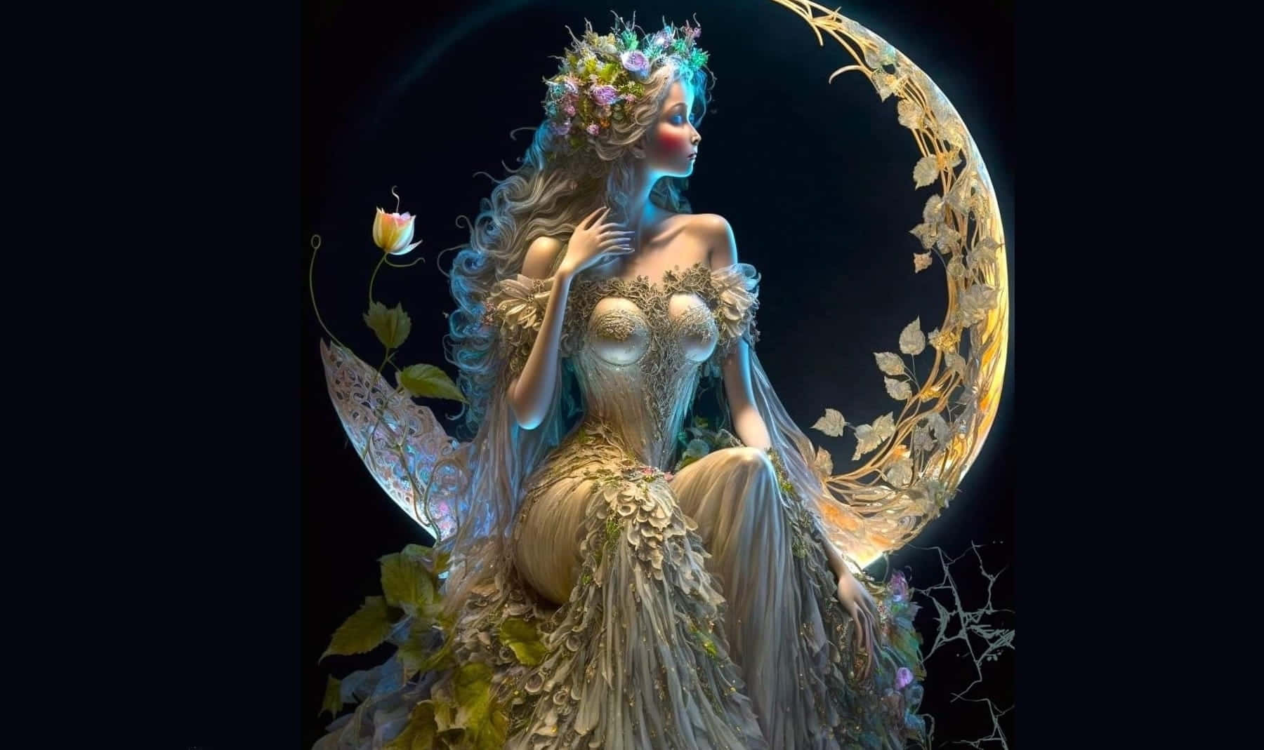 Enchanting Moon Goddess Art Wallpaper