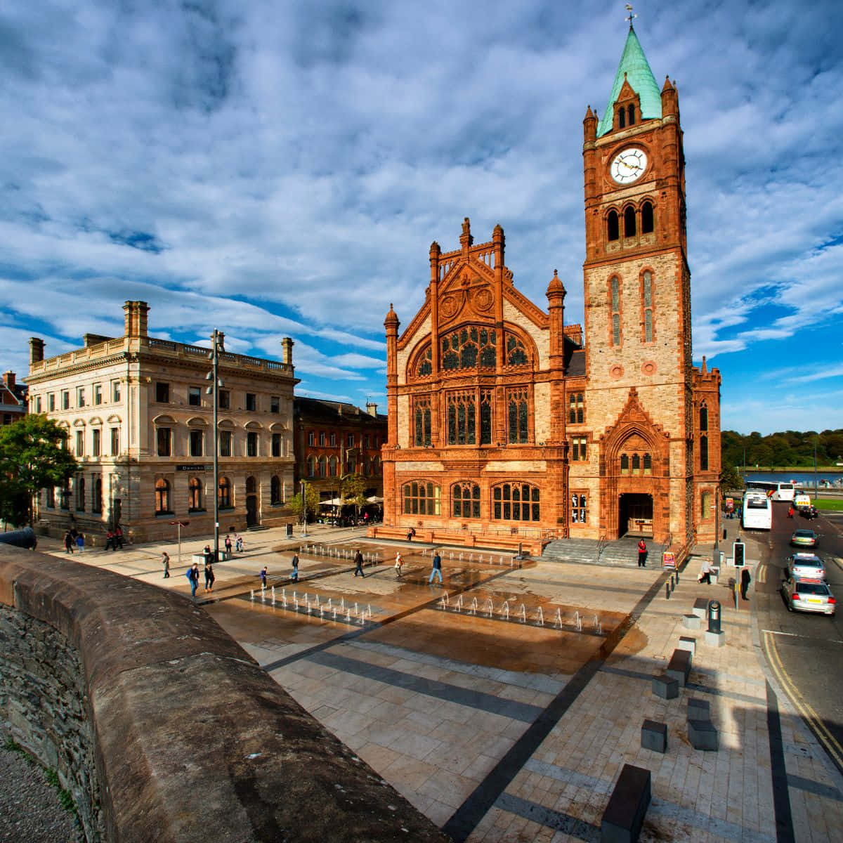 Enchanting Sunset Over Peace Bridge In Londonderry Wallpaper