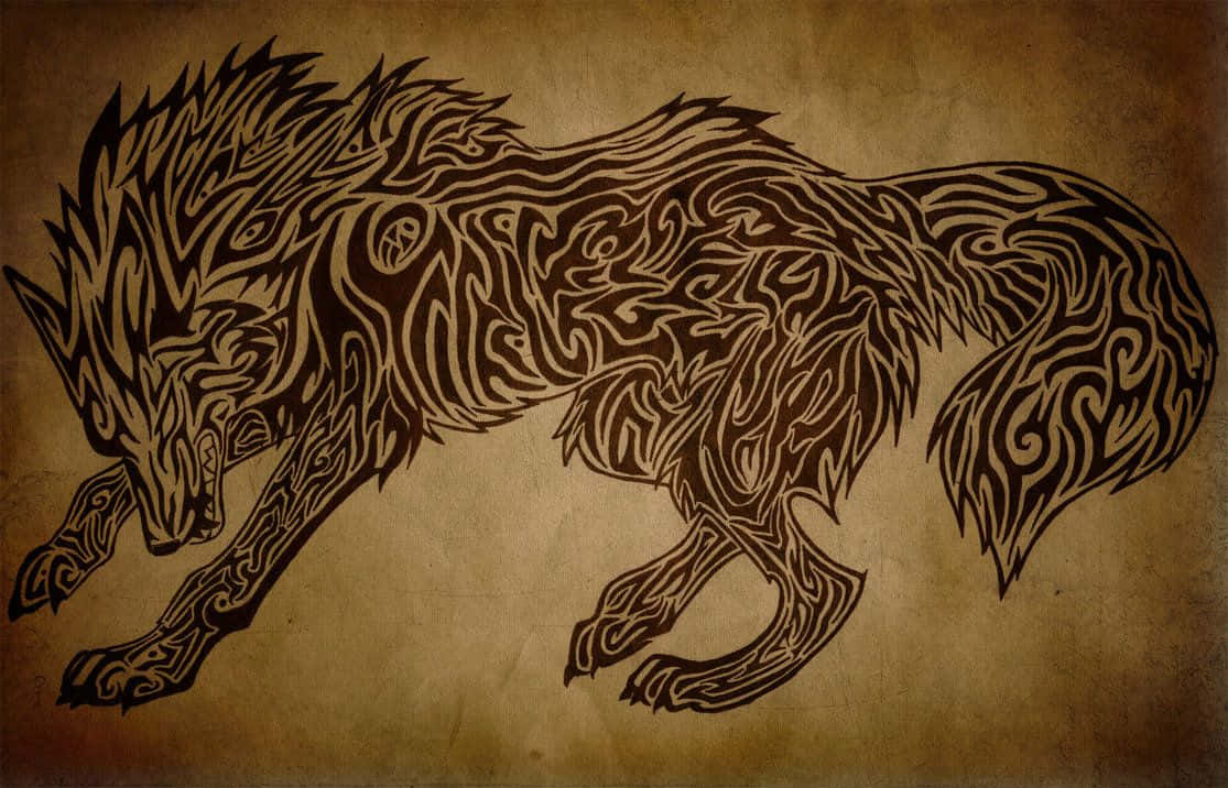 Enchanting Tribal Wolf Artwork Wallpaper