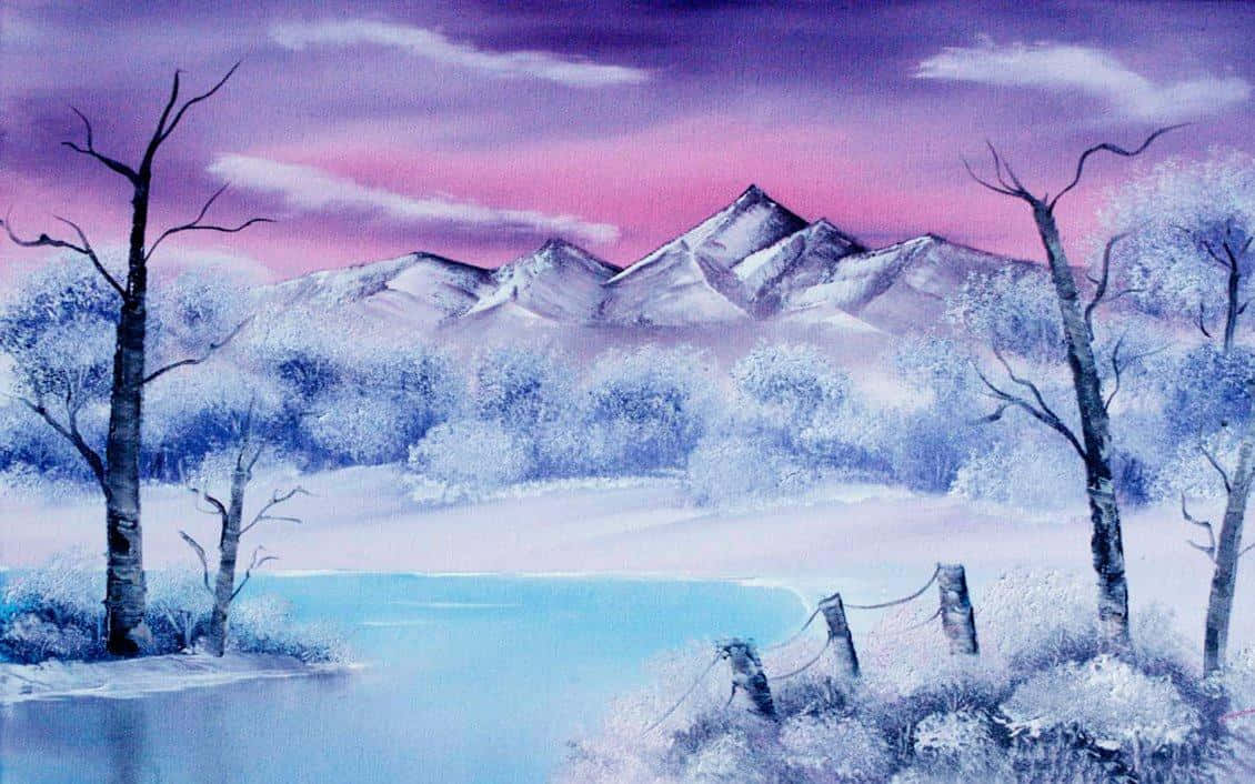 Enchanting Winter Landscape Painting Wallpaper