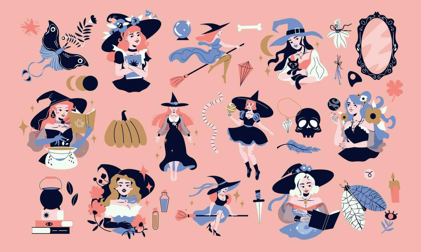 Enchanting Witchcraft Illustrations Wallpaper