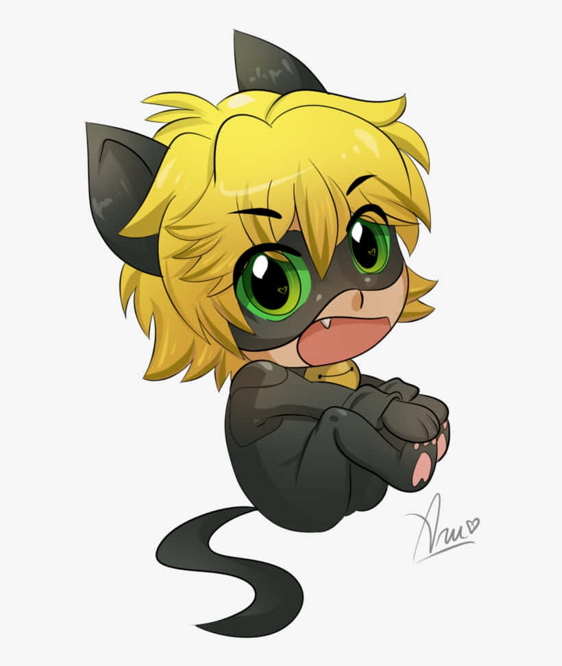 Endearing Scream Of Cute Cat Noir Wallpaper