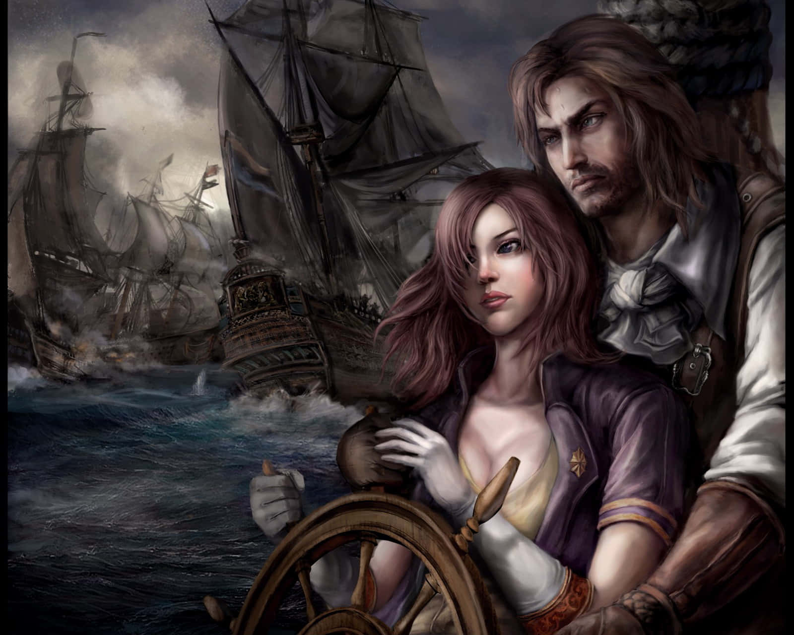 Enigmatic Encounter: Moonlit Love In The Fantasy World Wallpaper