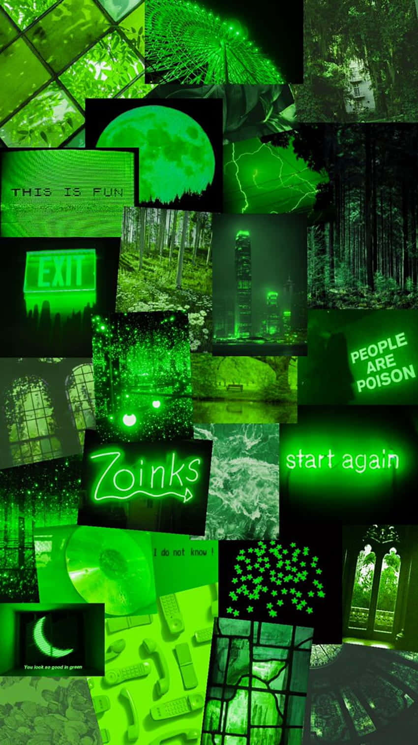 Enjoy A Bright, Neon Green Aesthetic While Working At Your Desktop Computer Wallpaper