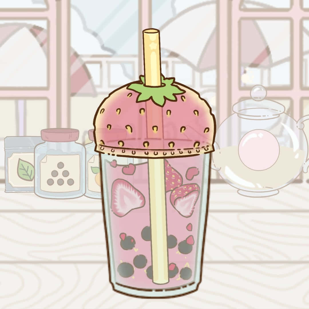 Enjoy A Unique Combination Of Anime And Bubble Tea! Wallpaper