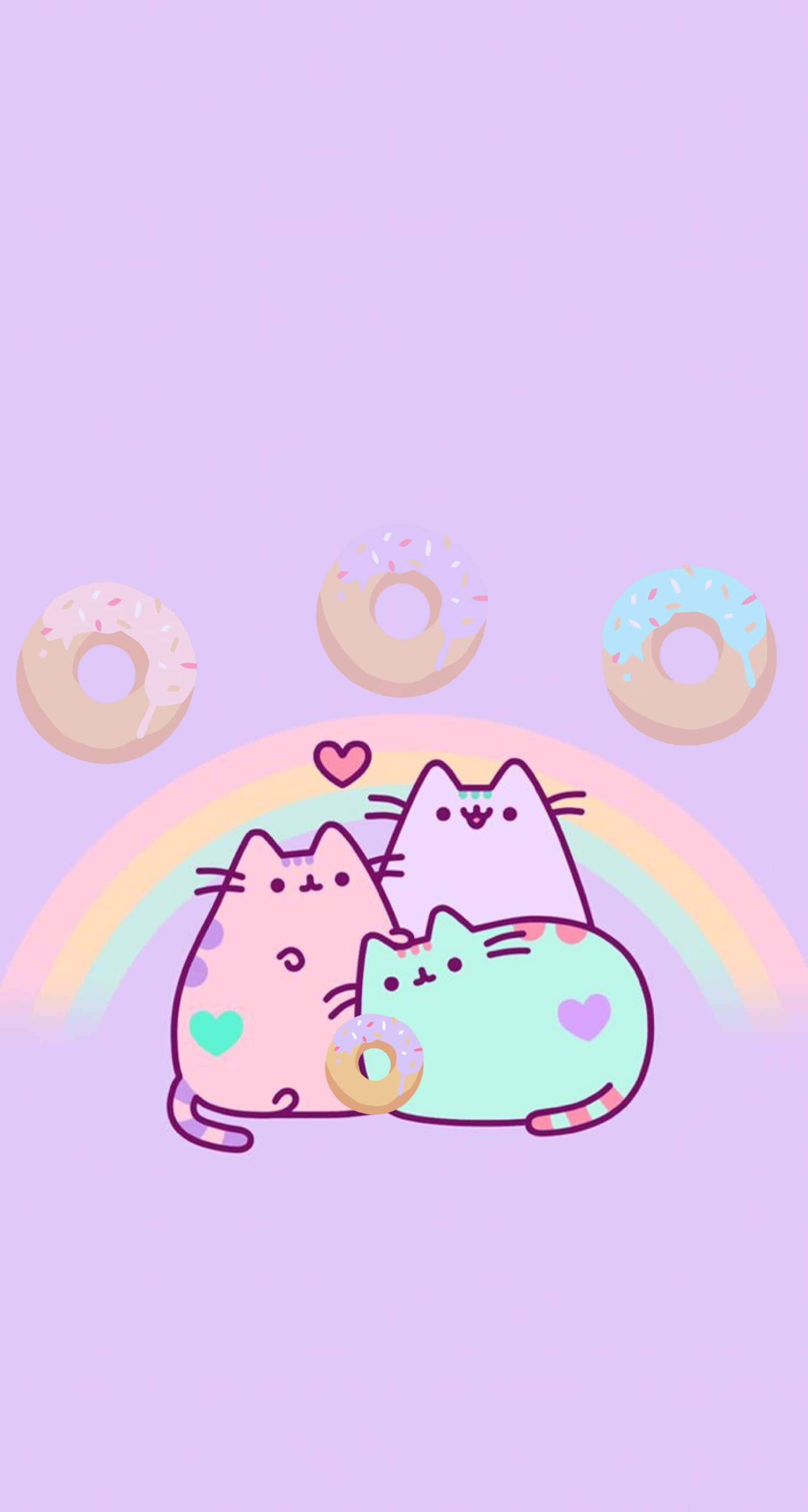 Enjoy Life With A Cup Of Tea - Kawaii Pusheen Wallpaper