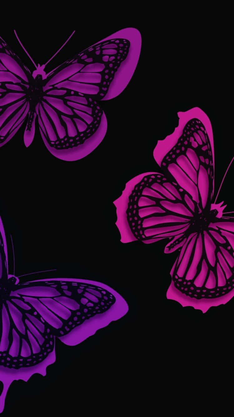 Enjoy The Aesthetics Of Nature With A Purple Butterfly Iphone. Wallpaper