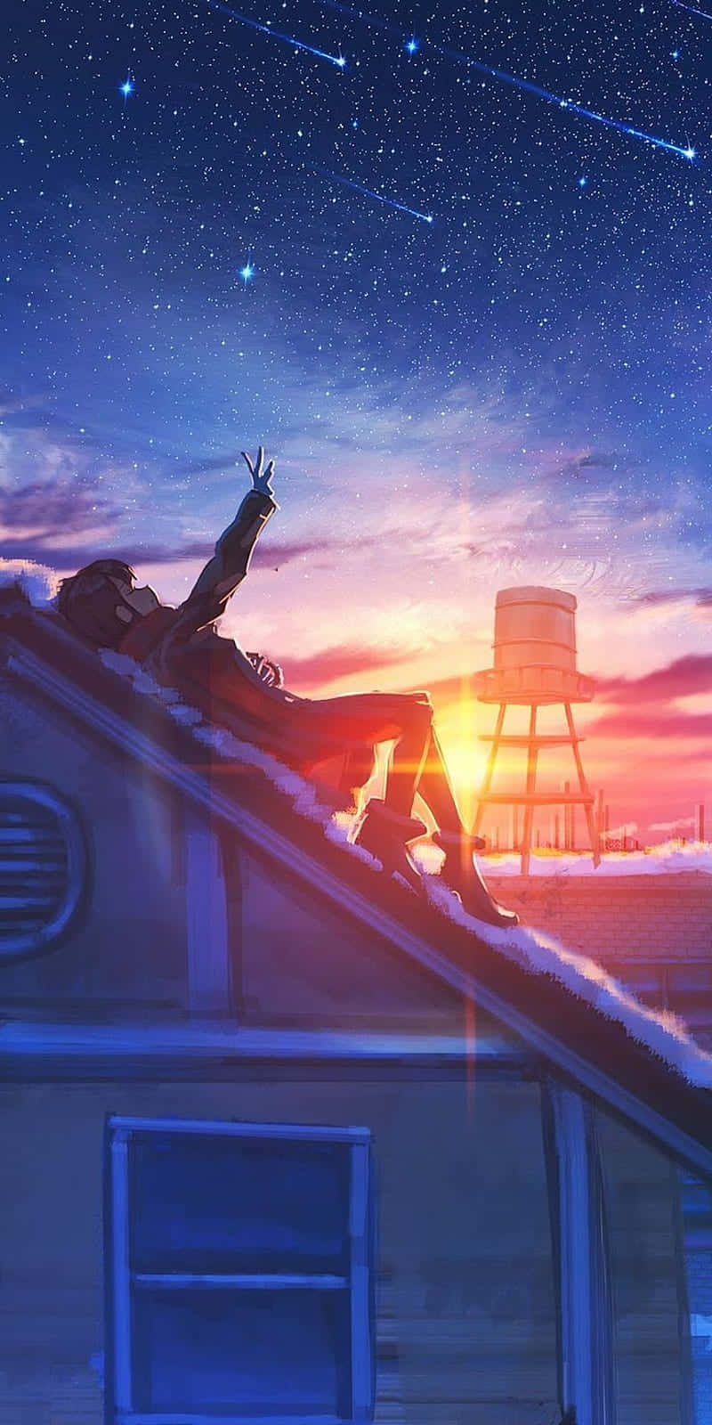 Enjoy The Beautiful Setting Sun While Your Anime Dreams Come To Life Wallpaper